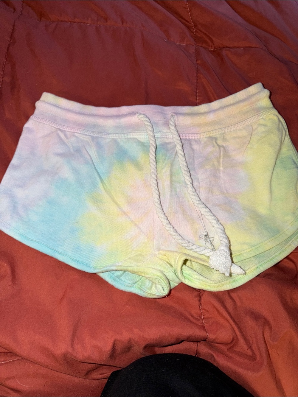 Women’s Tie-Dye Drawstring Lounge Shorts - Pastel Multicolor